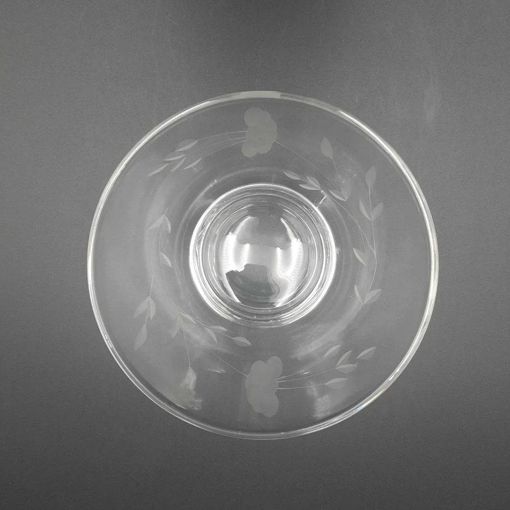 Vintage‎ Clear Glass Bowl Etched Floral Leaf Design Small Serving Dish